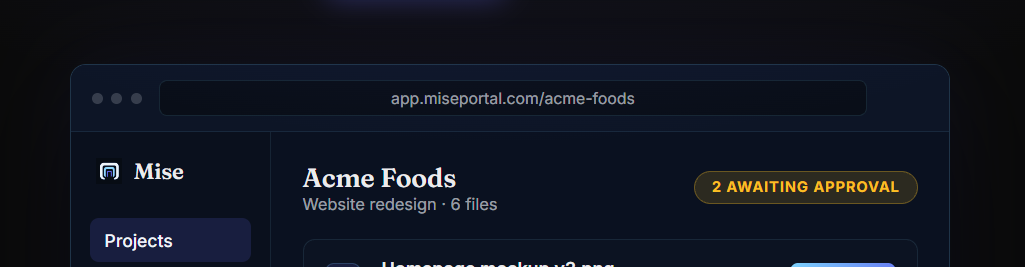 Close-up of the Mise app interface