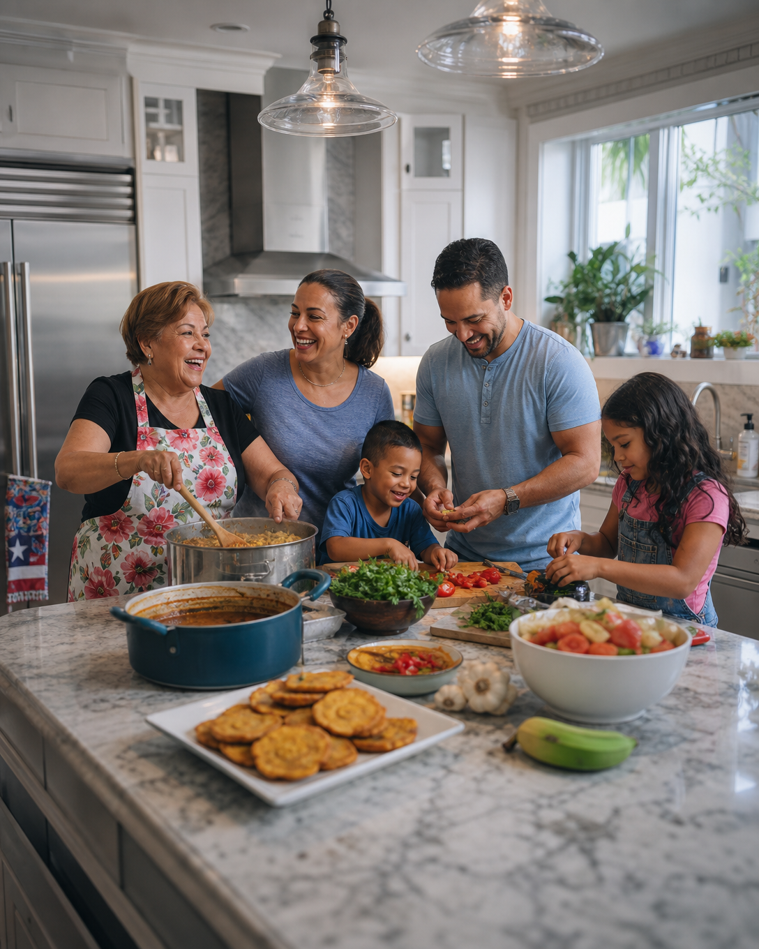Concept render, 4 by 5 feed format of a family table scene.